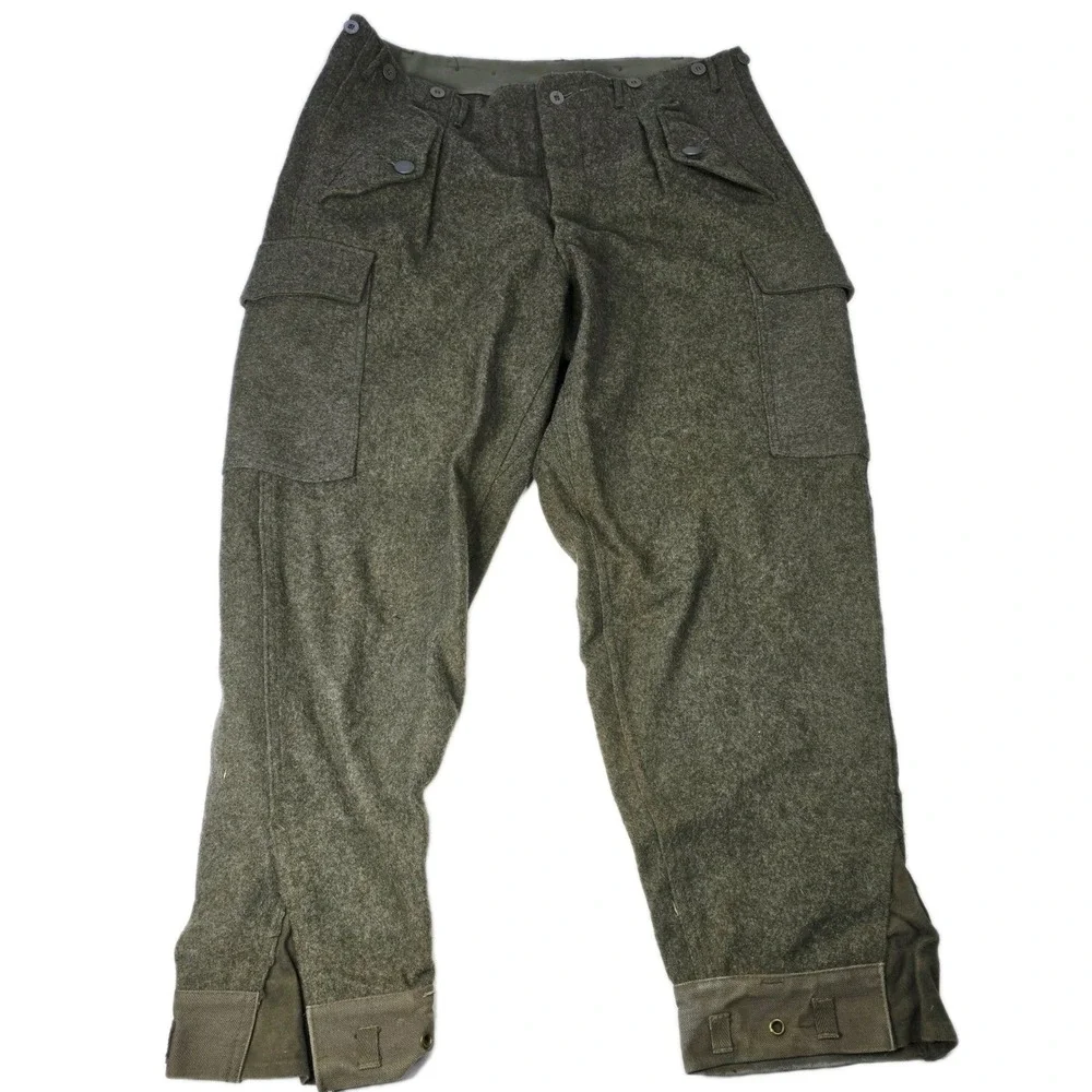 1970 Vintage Swiss Army Wool‎ Cargo Pants d 100 Military Olive Green Men Size M